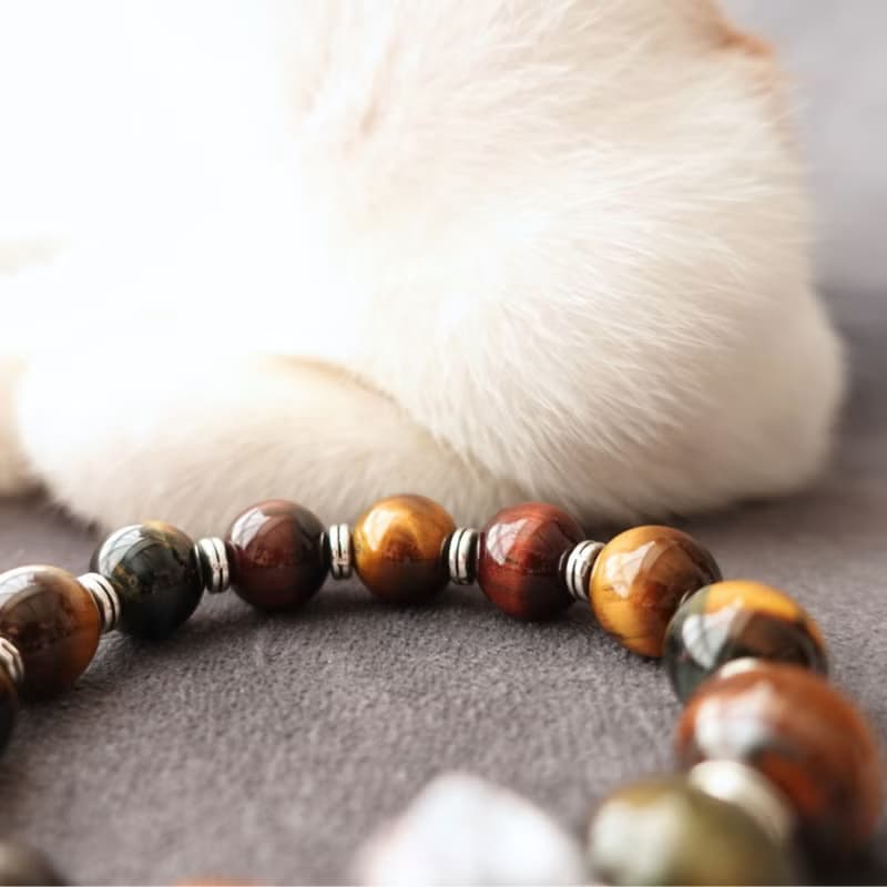 13mm 煥彩虎眼石 能量加倍柱狀白水晶 中性設計 大器姿態 手鍊