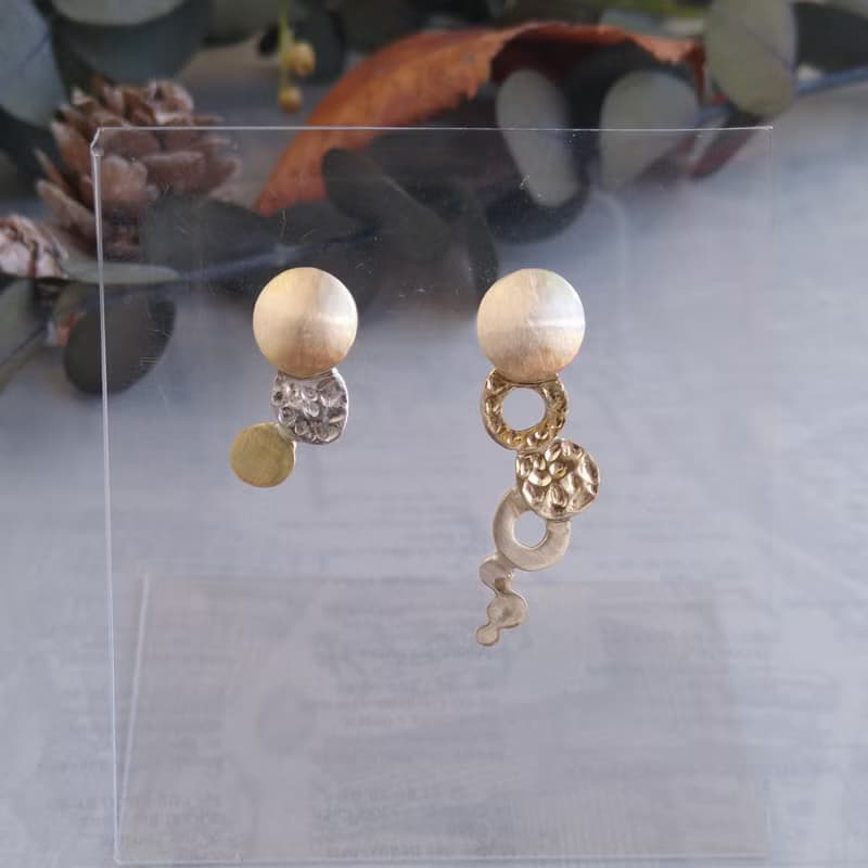 真鍮水紋模様ピアス