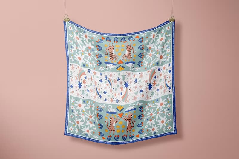 ::真絲100%silk披肩方巾::110x110cm 雛菊鬱金香天鵝