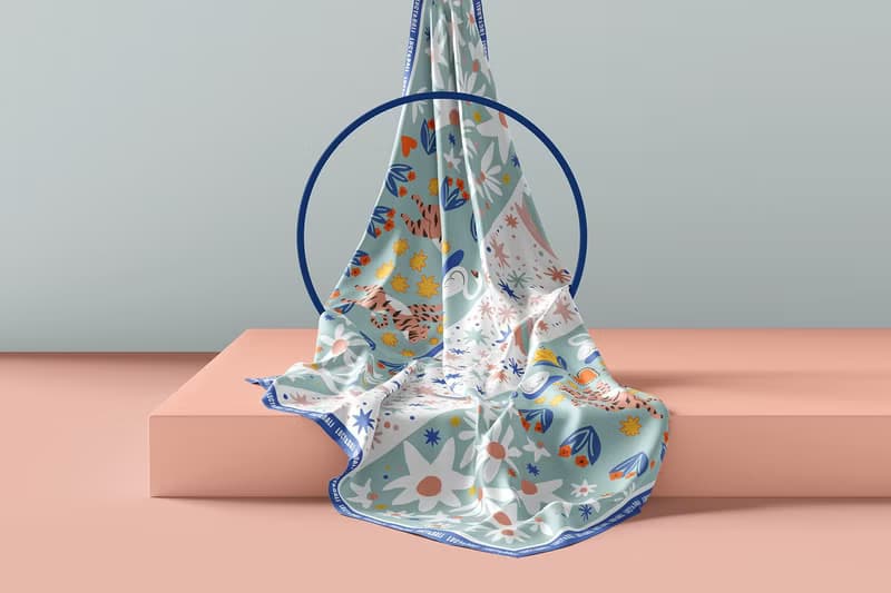 ::真絲100%silk披肩方巾::110x110cm 雛菊鬱金香天鵝