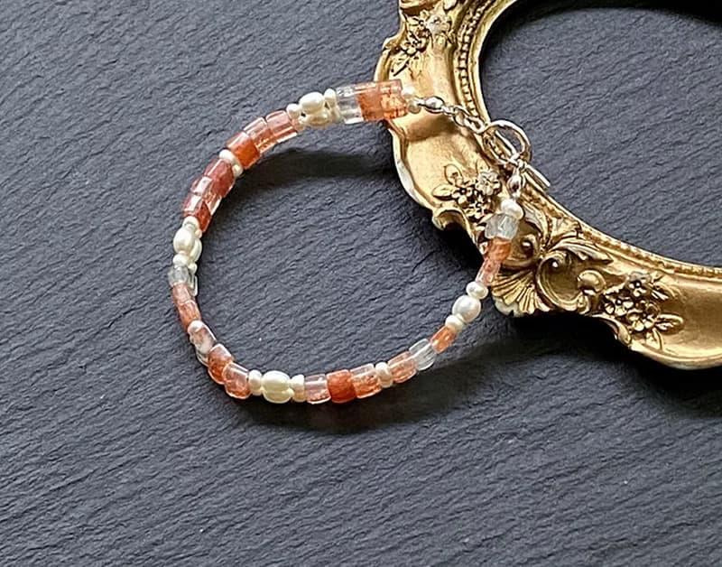 天然阿魯沙x淡水珍珠925純銀手環式手鍊 招貴人 旺事業 防小人