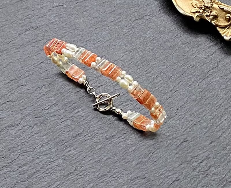 天然阿魯沙x淡水珍珠925純銀手環式手鍊 招貴人 旺事業 防小人