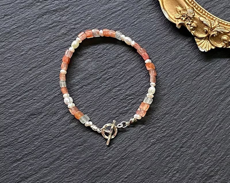 天然阿魯沙x淡水珍珠925純銀手環式手鍊 招貴人 旺事業 防小人