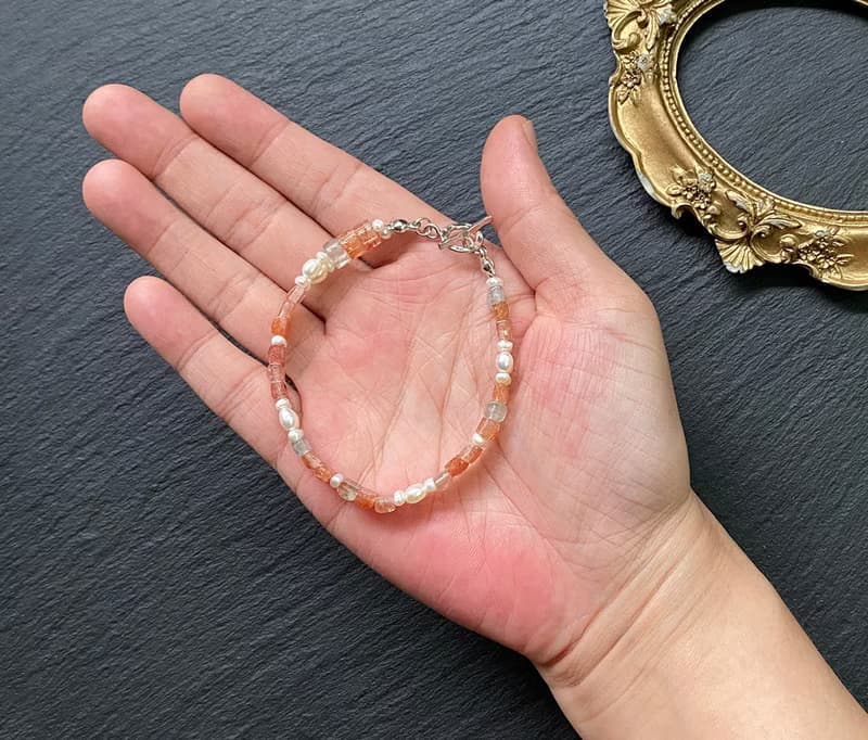 天然阿魯沙x淡水珍珠925純銀手環式手鍊 招貴人 旺事業 防小人