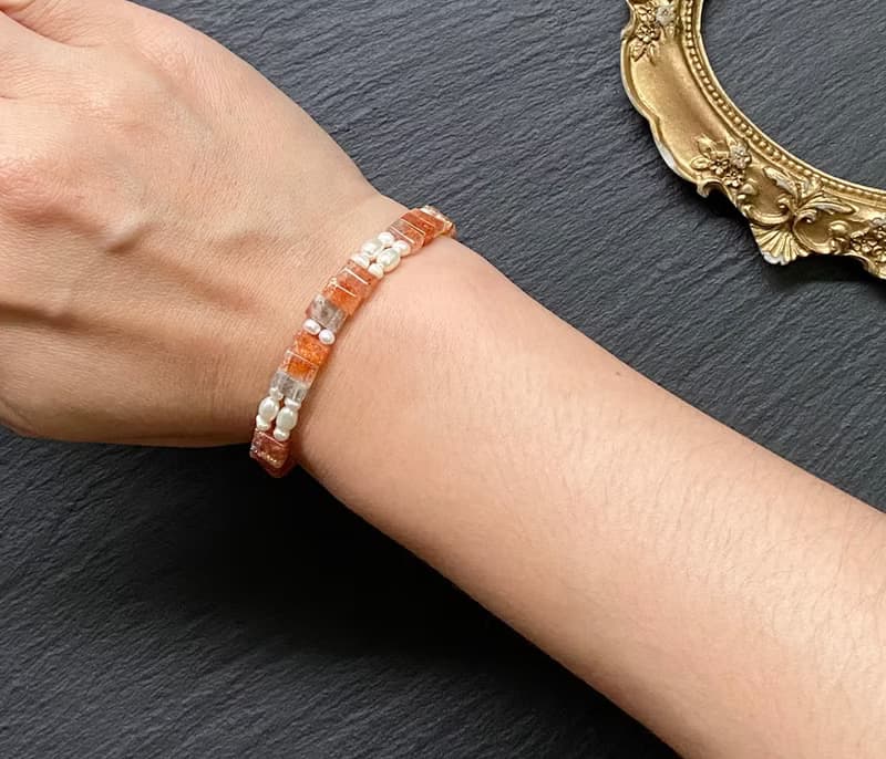 天然阿魯沙x淡水珍珠925純銀手環式手鍊 招貴人 旺事業 防小人