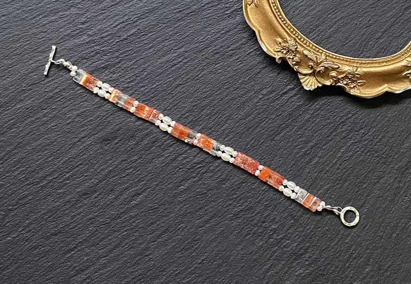 天然阿魯沙x淡水珍珠925純銀手環式手鍊 招貴人 旺事業 防小人