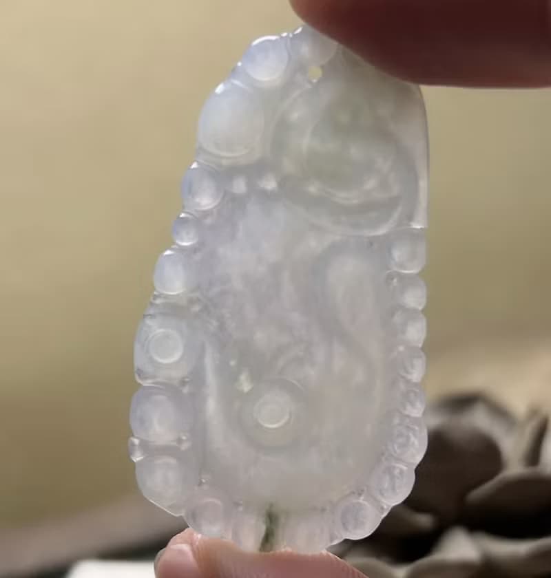 冰種飄花翡翠懷古龍牌項鍊 | 天然緬甸玉翡翠A貨 | 送禮