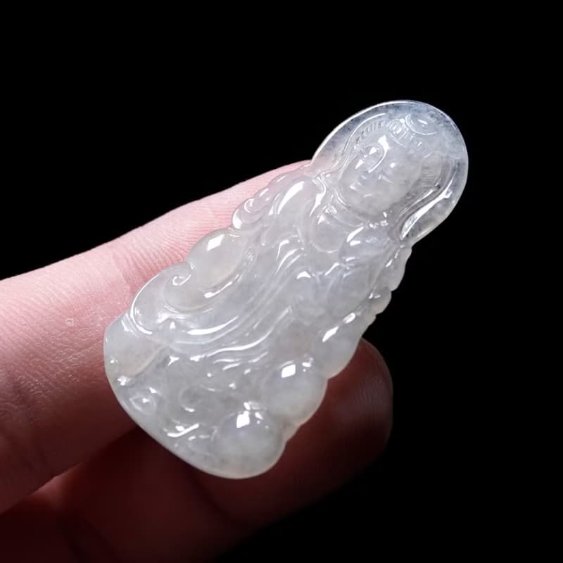 冰種翡翠精雕觀音菩薩 | 天然緬甸玉翡翠A貨 | 送禮