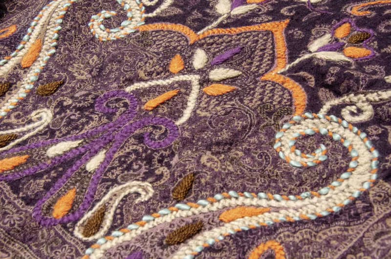 喀什米爾Cashmere/水煮羊毛披肩/針織圍巾/刺繡圍巾/羊絨披巾-花