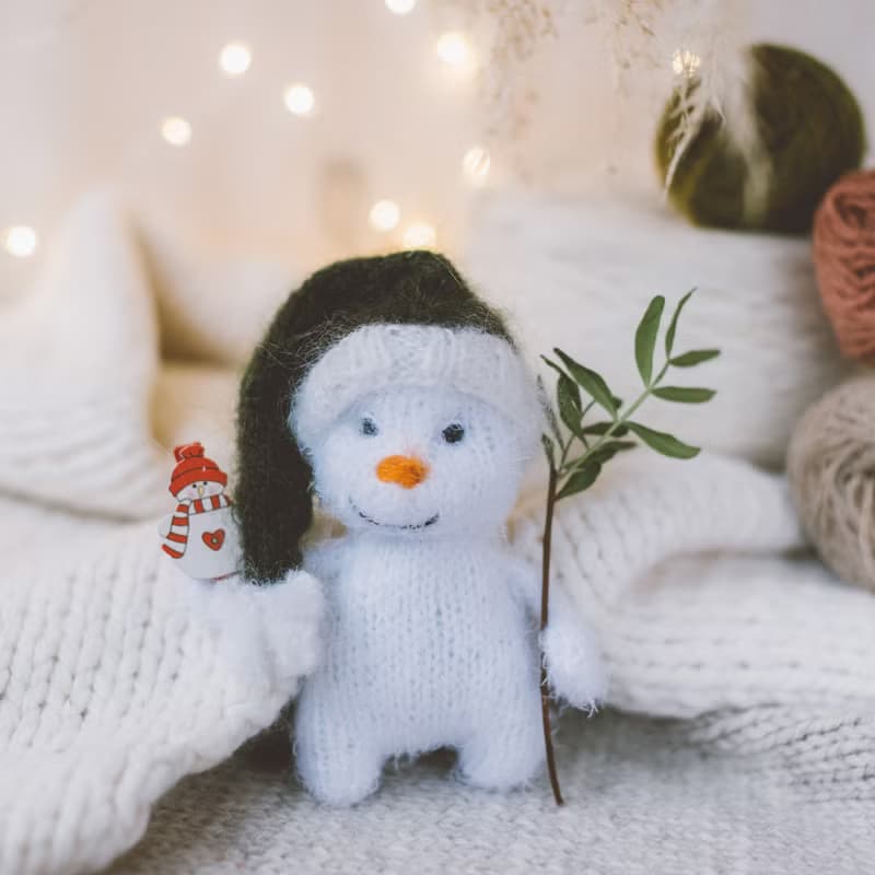 【數位】Cutie the Snowman knitting pattern. DIY New Year gift. English PDF.
