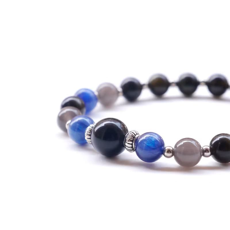 黑瑪瑙 藍晶石 金曜石 黑曜石 天然石手鍊 辟邪 防小人 保平安