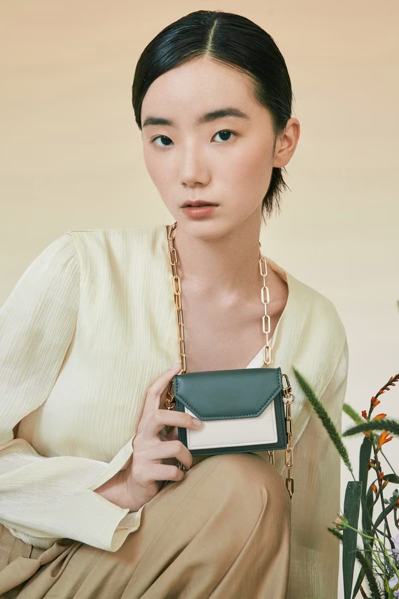 Micro Cedar Bag 素皮革拼色卡包 零錢包 斜背包 綠色x米白色