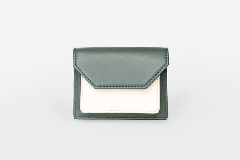 Micro Cedar Bag 素皮革拼色卡包 零錢包 斜背包 綠色x米白色