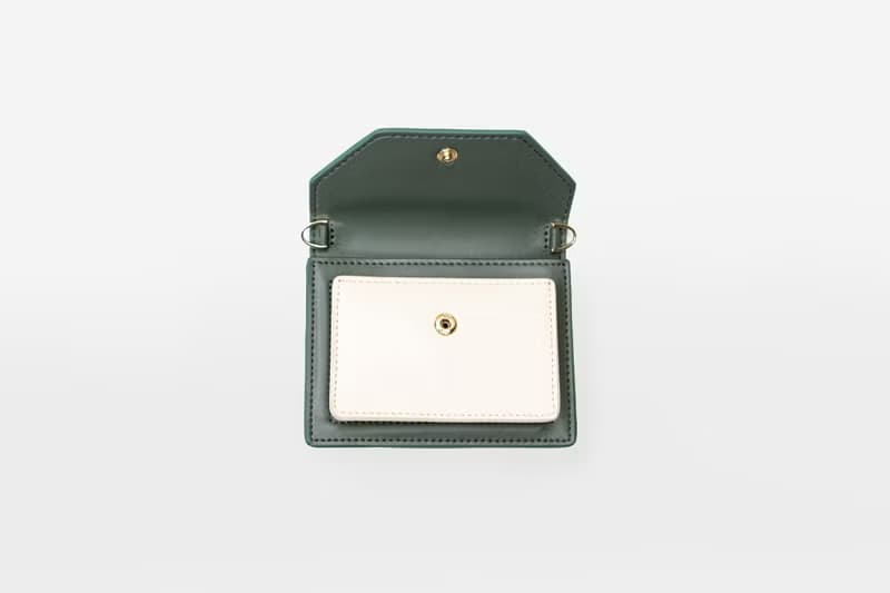 Micro Cedar Bag 素皮革拼色卡包 零錢包 斜背包 綠色x米白色