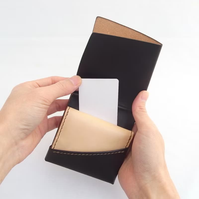 【ミニ財布】革 ツートン 12通り 草木染め 左利き 手縫い 手染め 手作り【chotof/ちょとふ】