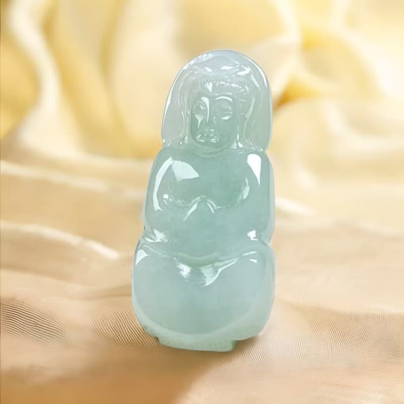 冰種果綠翡翠觀音菩薩 | 天然緬甸玉翡翠A貨 | 送禮