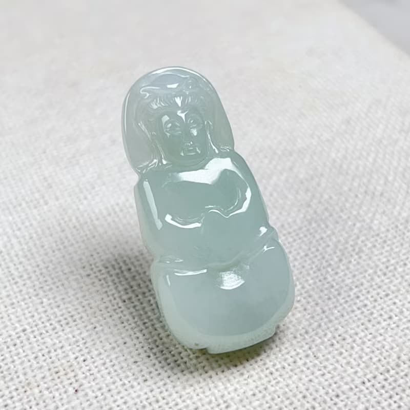 冰種果綠翡翠觀音菩薩 | 天然緬甸玉翡翠A貨 | 送禮