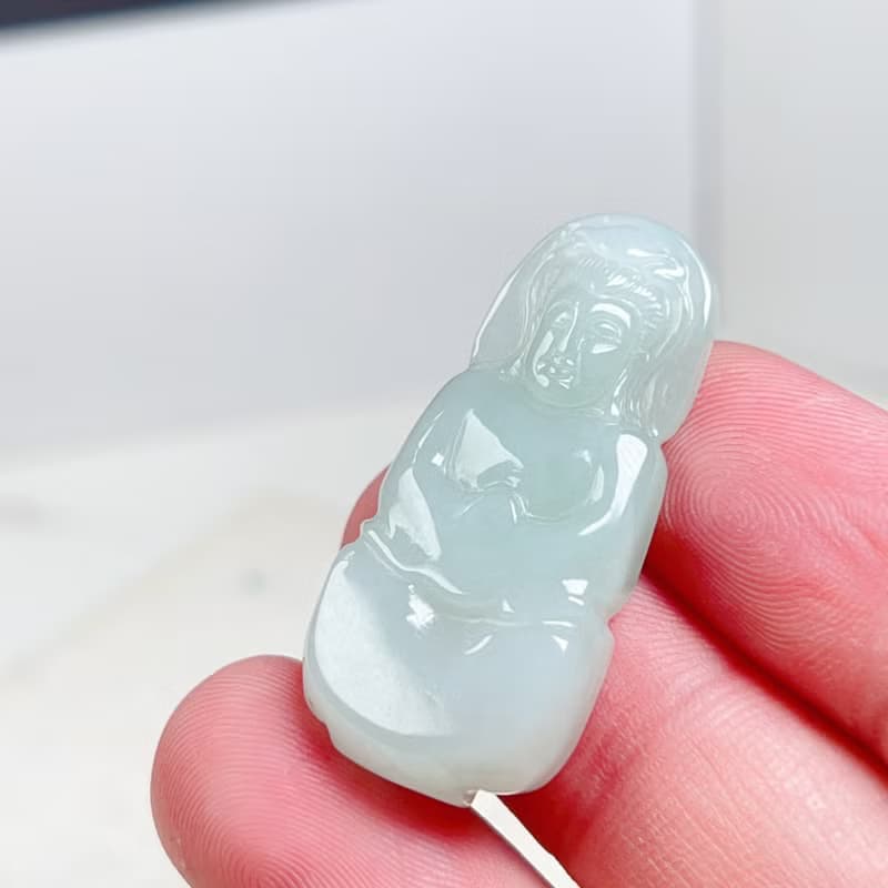 冰種果綠翡翠觀音菩薩 | 天然緬甸玉翡翠A貨 | 送禮