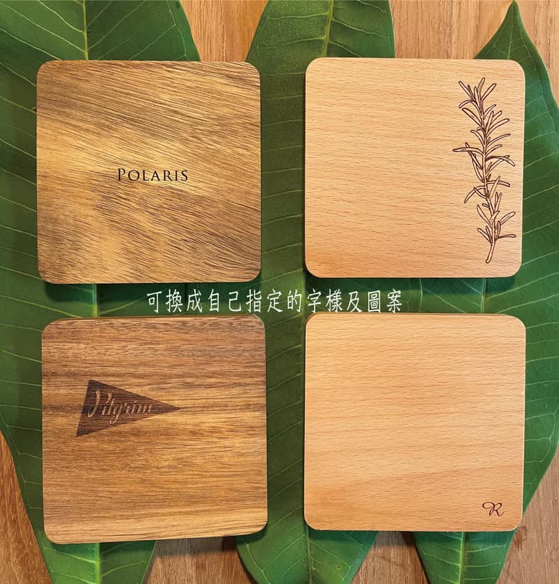 木杯墊三入精緻緞帶包裝/相思木/山毛