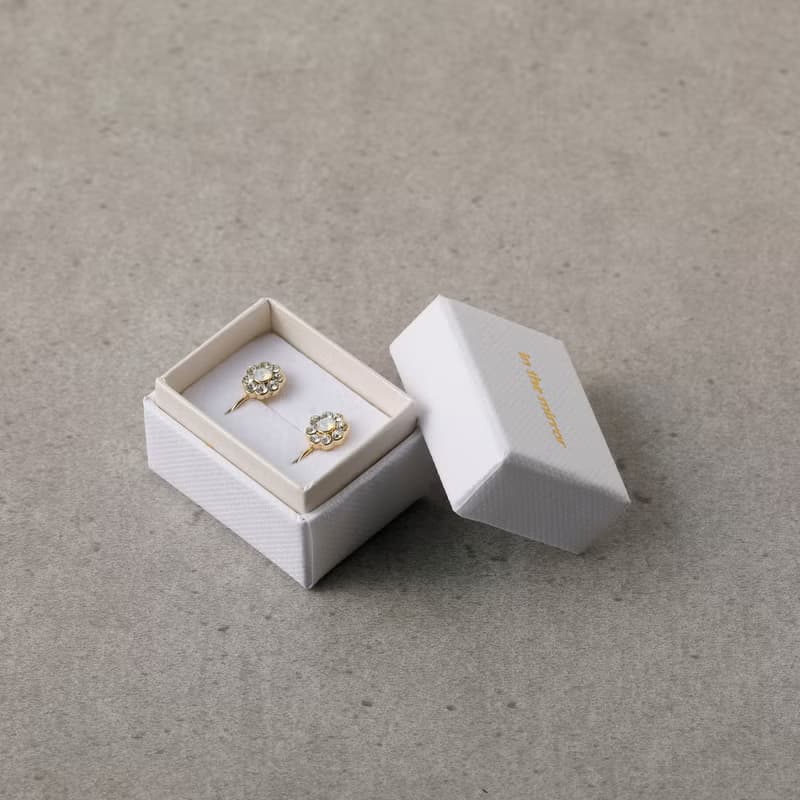 【Pinkoi限定商品】sparkling flower loop-fit earring Lt.BL　ループフィットイヤリング　花 ラインストーン　水色