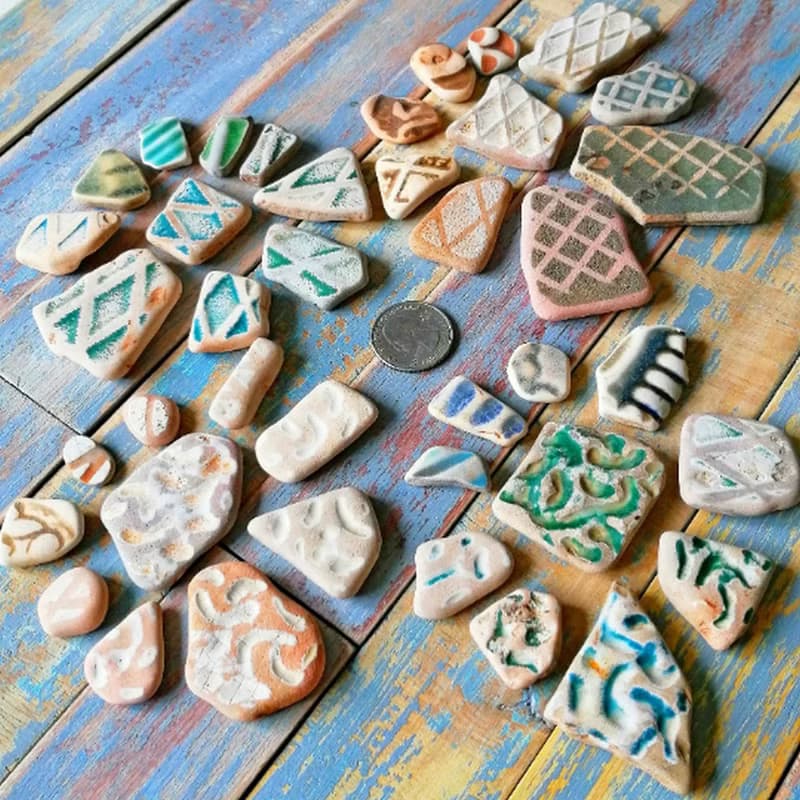 Sea Pottery shards 破碎的陶器 Ribbed Ceramic Mosaic tiles/Broken Porcelain 老瓷器