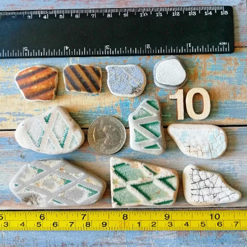 Sea Pottery shards 破碎的陶器 Ribbed Ceramic Mosaic tiles/Broken Porcelain 老瓷器