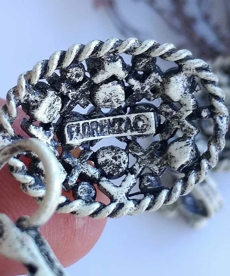 Vintage Jewelry 西洋古董飾品 FLORENZA  黑白琺瑯 夾式耳環