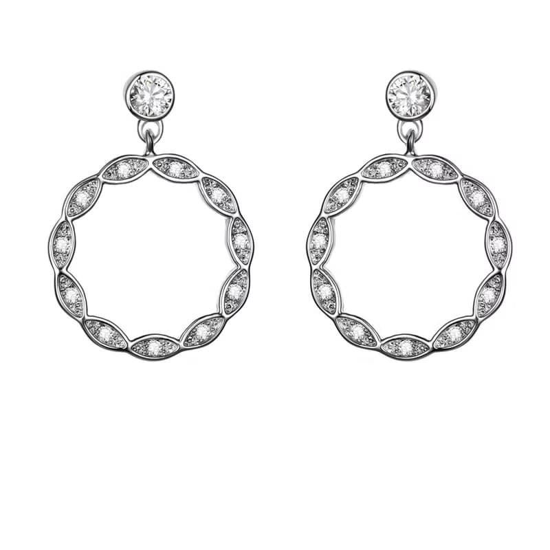 菱形鑲鑽耳環|鋯石I耳針(共兩色)