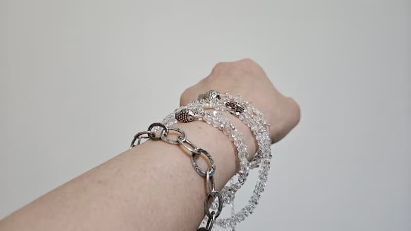 (多圈)(天然石水晶手鍊)(白水晶x赫基蒙白水晶x淡水珍珠x白蝶