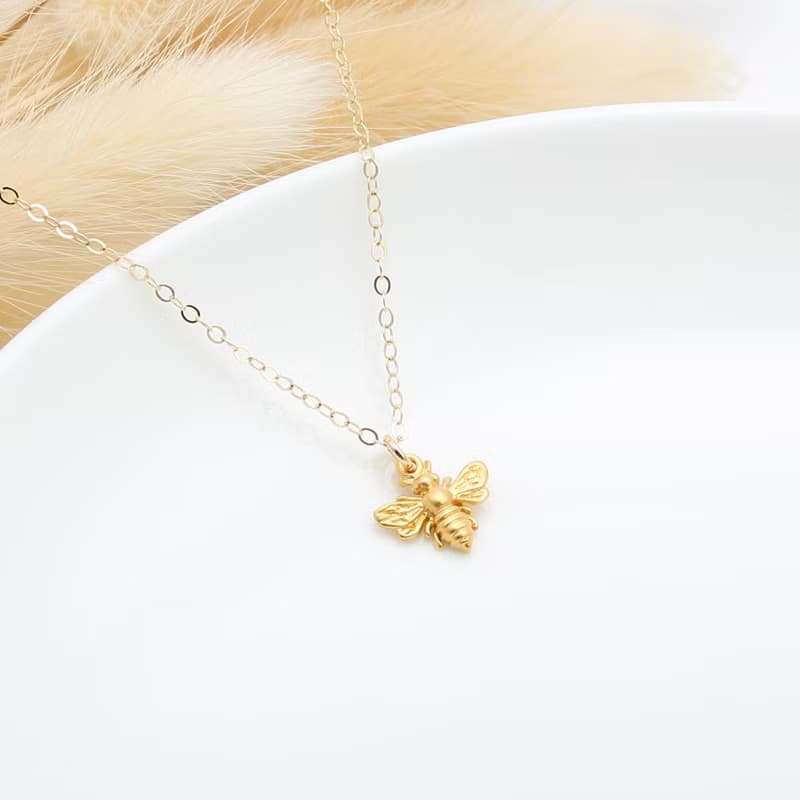 【Angel & Me】甜蜜 小蜜蜂 s925 純銀厚鍍24k純金項鍊 生日禮物