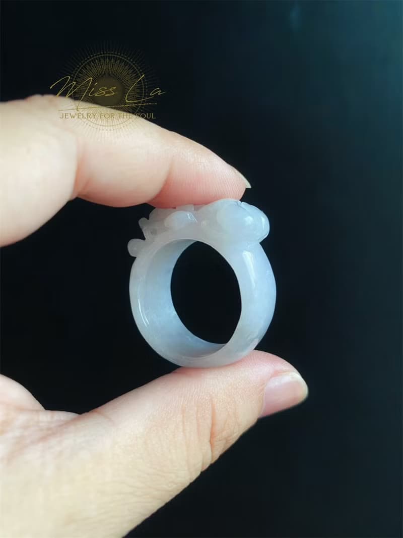 天然緬甸玉 翡翠 招財霸王 貔貅 有錢 翡翠 戒指 玉 戒環 ring
