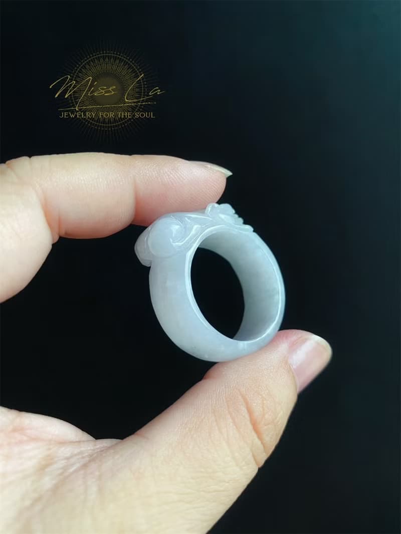 天然緬甸玉 翡翠 招財霸王 貔貅 有錢 翡翠 戒指 玉 戒環 ring
