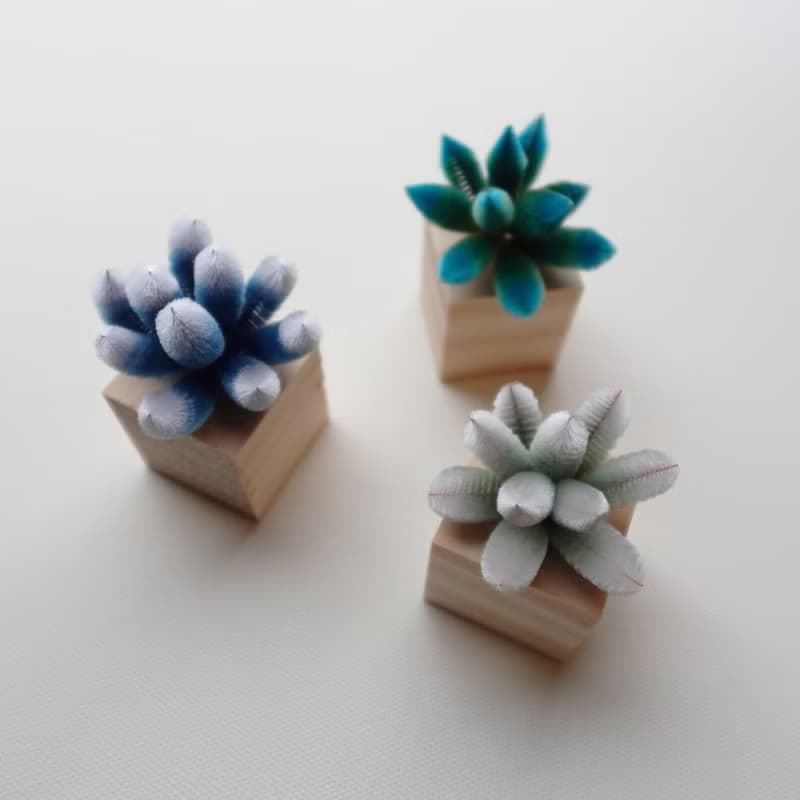 風.海.山-月兔多肉擺飾 永續絨花工藝