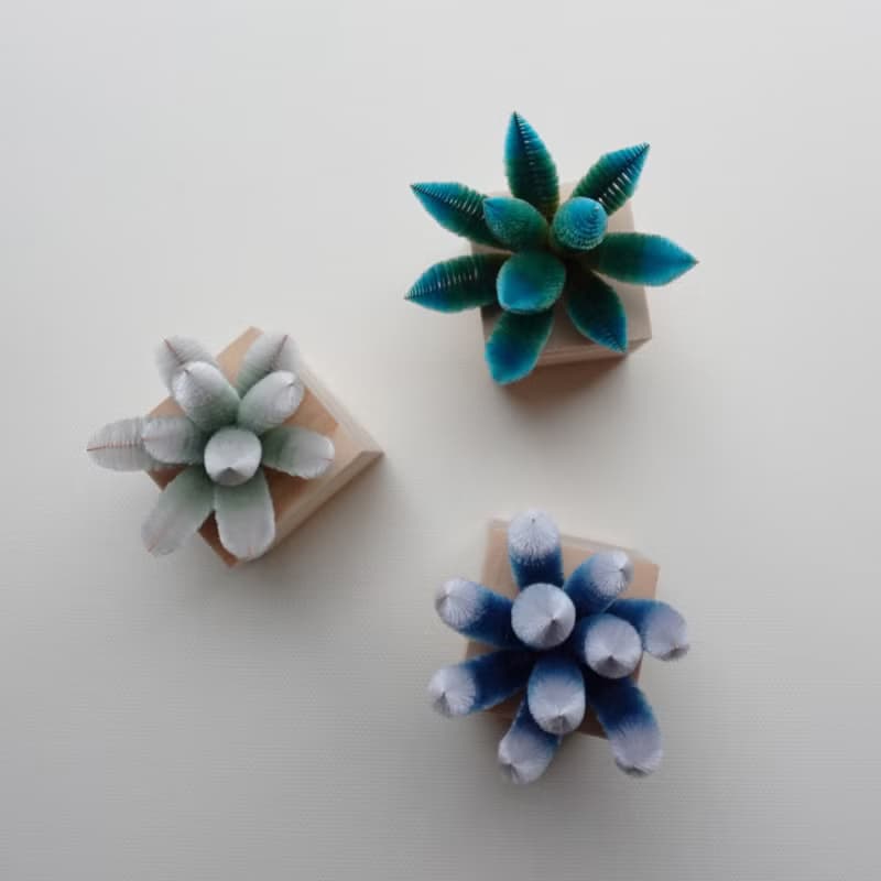 風.海.山-月兔多肉擺飾 永續絨花工藝