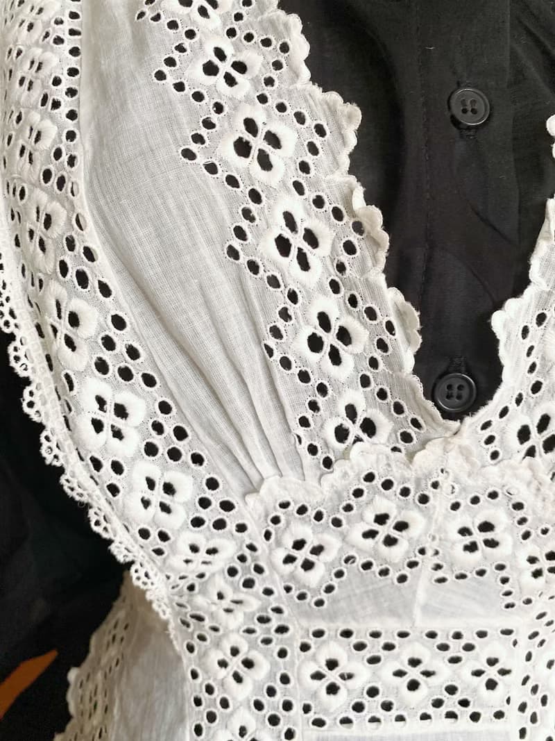 【好日戀物】德國帶回vintage古董手工刺繡鏤空蕾絲圖紋圍裙