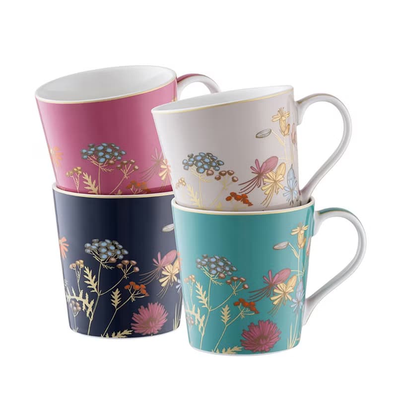 英國Aynsley 金色花卉 陶瓷馬克杯4入組300ml【入厝.結婚禮物】
