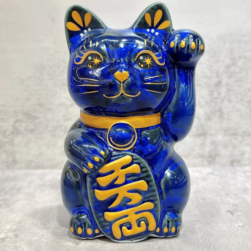 【青墨聚寶】日本清水燒招財貓 | 青墨 千万両 左