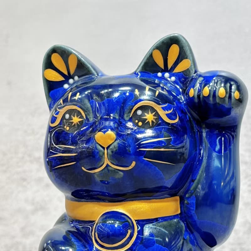 【青墨聚寶】日本清水燒招財貓 | 青墨 千万両 左