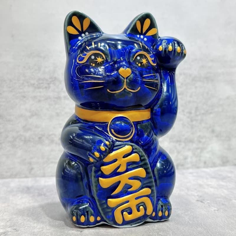 【青墨聚寶】日本清水燒招財貓 | 青墨 千万両 左