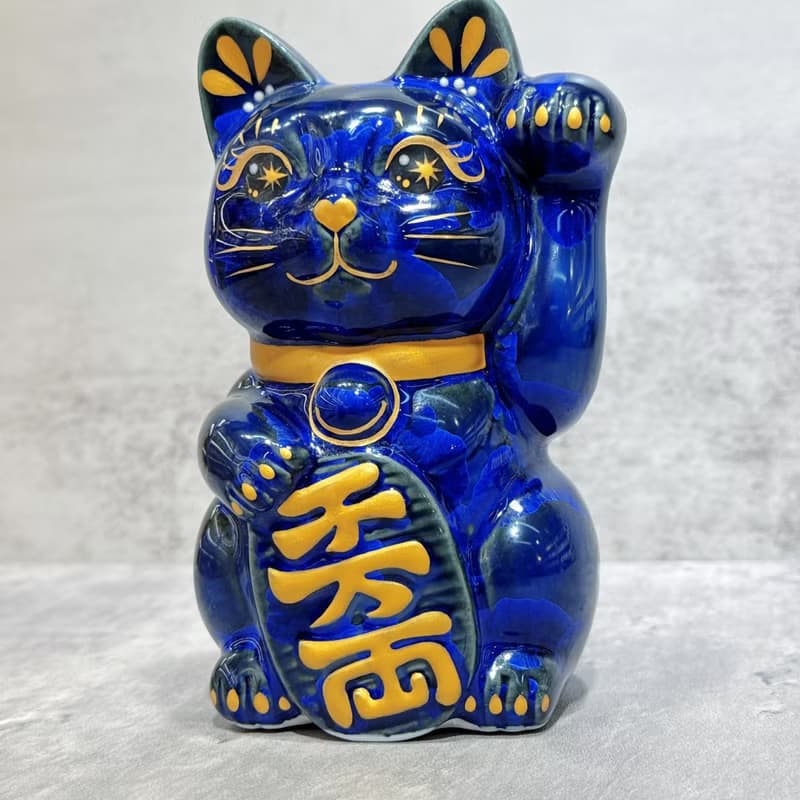 【青墨聚寶】日本清水燒招財貓 | 青墨 千万両 左