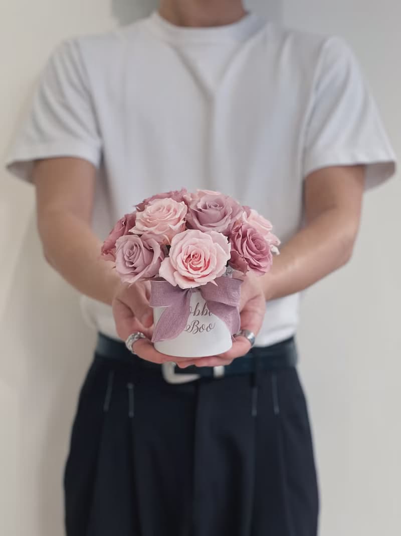 【永生玫瑰花盆花】• 情人節禮物/生日禮物/永生花/永生玫瑰花