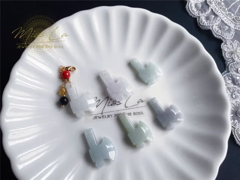 天然緬甸玉 翡翠 斧頭 府上有錢 除穢 砍小人 爛桃花 隨意扣 硃砂
