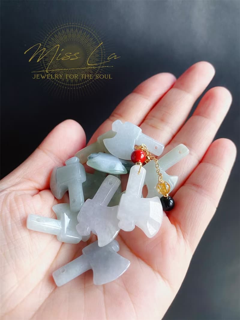 天然緬甸玉 翡翠 斧頭 府上有錢 除穢 砍小人 爛桃花 隨意扣 硃砂