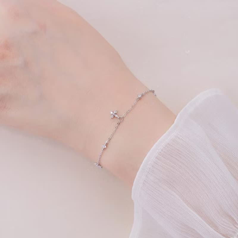 L'amour 四葉草幸運手鏈 (白金色)