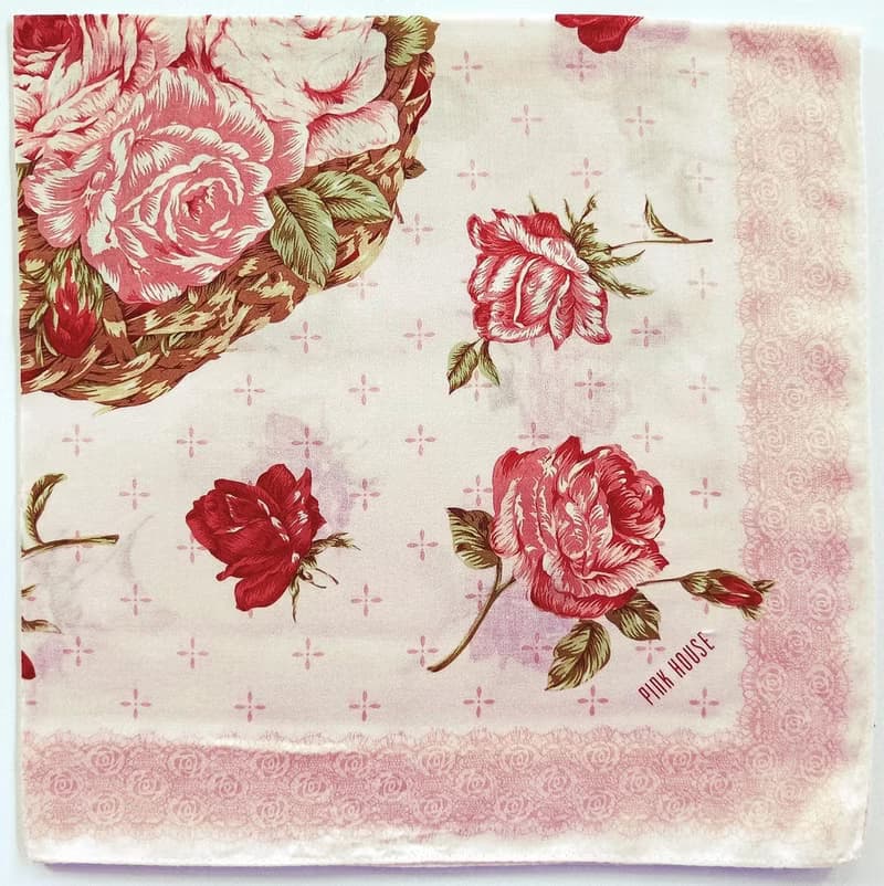 Pink House Vintage Handkerchief Roses Bouquet 23 x 22.5 inches