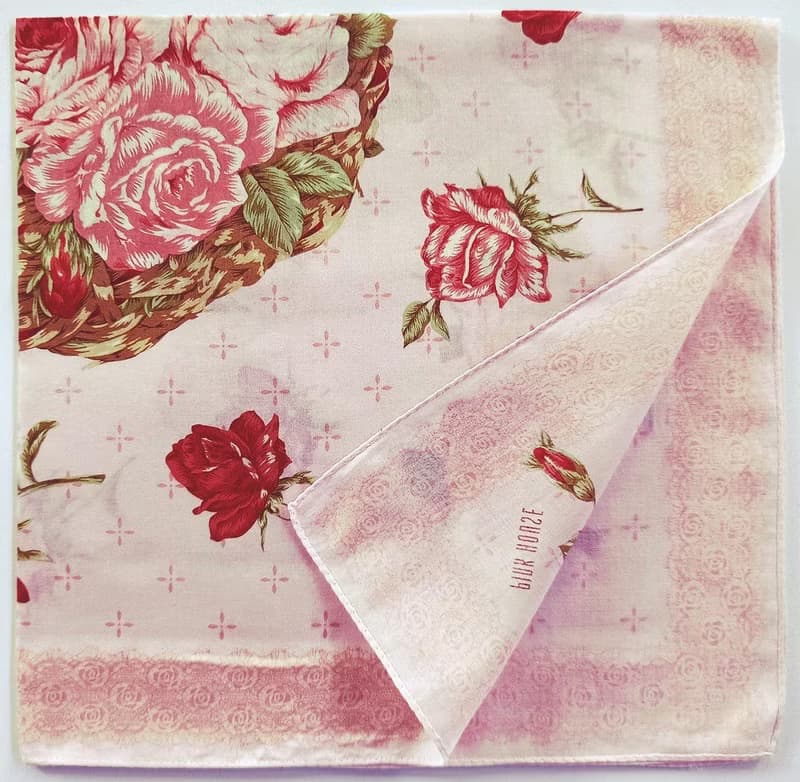 Pink House Vintage Handkerchief Roses Bouquet 23 x 22.5 inches