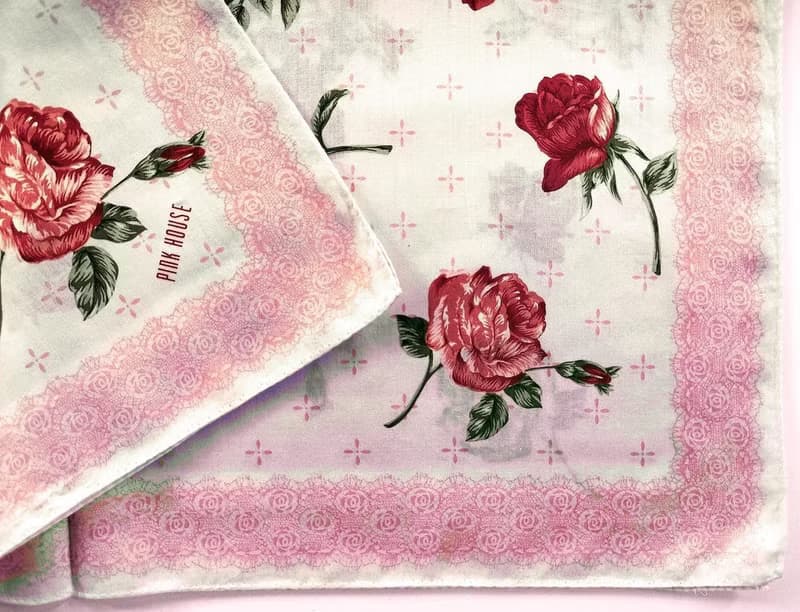 Pink House Vintage Handkerchief Roses Bouquet 23 x 22.5 inches