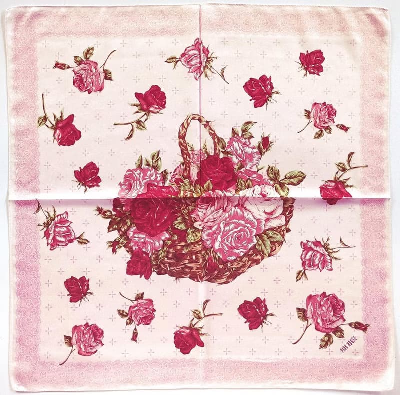 Pink House Vintage Handkerchief Roses Bouquet 23 x 22.5 inches
