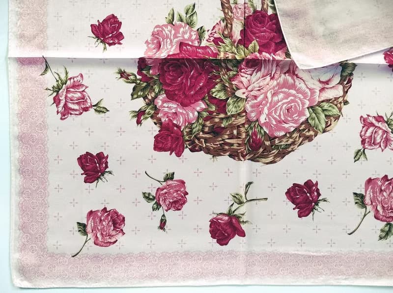 Pink House Vintage Handkerchief Roses Bouquet 23 x 22.5 inches