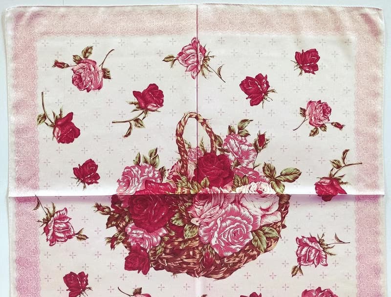 Pink House Vintage Handkerchief Roses Bouquet 23 x 22.5 inches